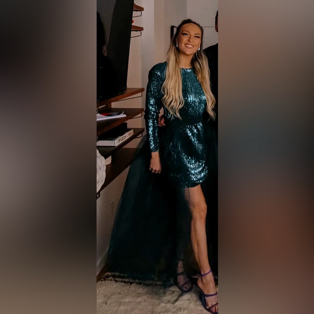 Green sequin backless dress, EU 38 (S/M)